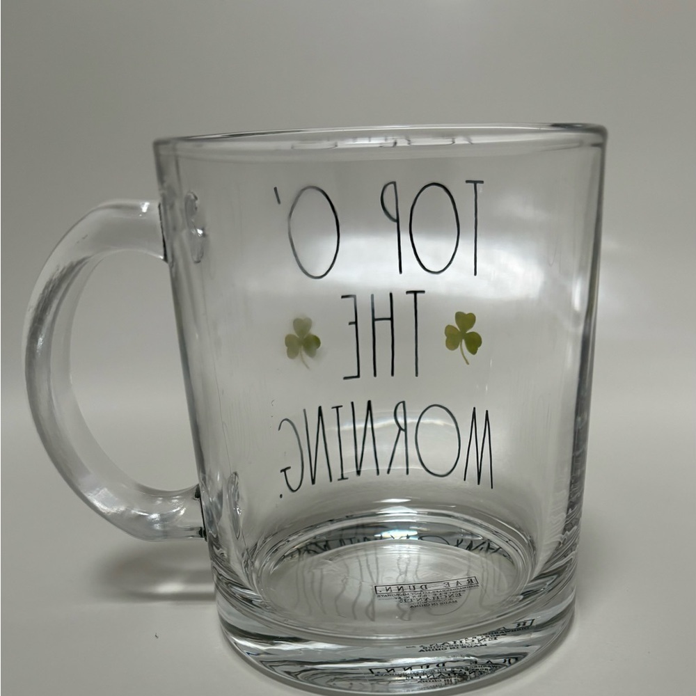 Rae Dunn “Top O’ the morning” Glass Coffee Mug - Picture 2 of 7